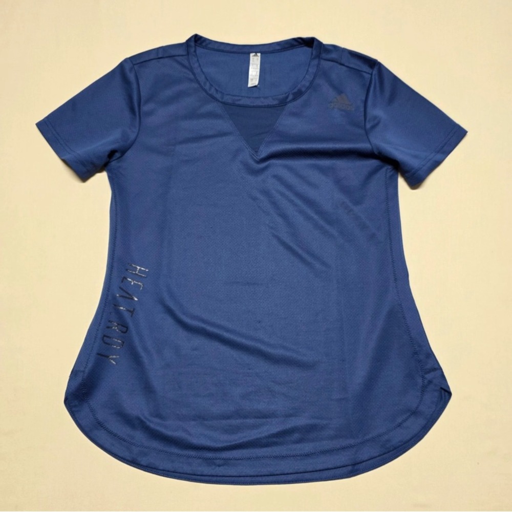 Adidas HEAT.RDY Women Navy Sport T-Shirt Size Small Short Sleeve Pullover Slim